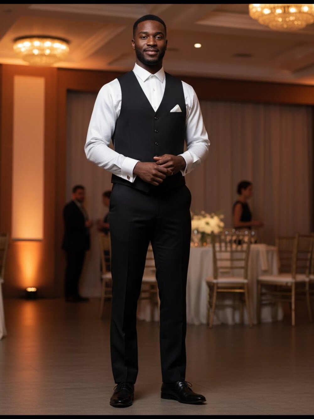 Men's Formal Vest Black 38L 32W NWOT Tuxedo Wedding Suit